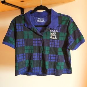 Yale cropped plaid polo preppy collared shirt